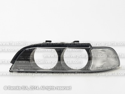 BMW 5 E39 96->00 head lamp glass L white corner for headlamp with lens DEPO