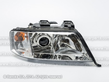 AD A6 97->01 head lamp R H1/H7 man/electrical with bulbs HELLA