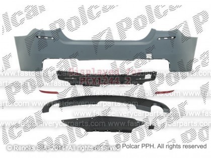 BMW 5 F10 09->17 bamperis aizmugures komplekts gruntēts ar sensoru caurumiem type M-Tech komplektā 7gab