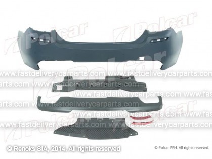 BMW 5 F10 09->17 bamperis aizmugures komplekts gruntēts ar sensoru caurumiem type M-Tech komplektā 7gab