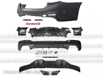 BMW 5 G30 17->20 bamperis aizmugures komplekts gruntēts ar sensoru caurumiem type M-Performance komplektā 14gab