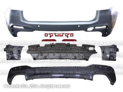 BMW 5 G30 17->20 bamperis aizmugures komplekts gruntēts ar sensoru caurumiem type M-Tech komplektā 8gab