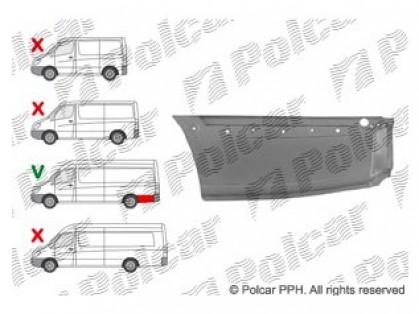 MB Sprinter 06->13 remontdaļa sānam L apakšas daļa aiz riteņa bāze 4300 1010mm ar moldinga caurumiem