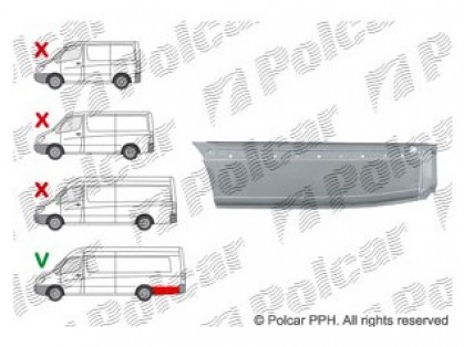 MB Sprinter 06->13 remontdaļa sānam L apakšas daļa aiz riteņa bāze 4700 1405mm H=395MM