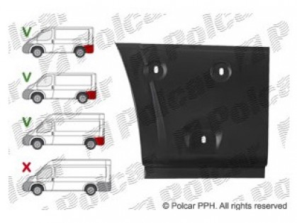 PG Boxer 06->14 remontdaļa sānam L apakšas daļa aiz riteņa ar moldinga caurumiem 300MM
