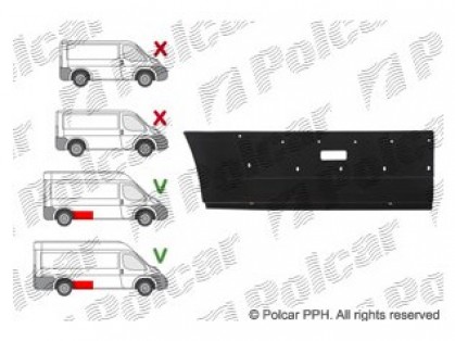 PG Boxer 06->14 side plate L lower part in front of the wheel; long model with moulding holes