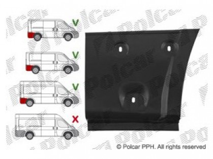 PG Boxer 06->14 remontdaļa sānam R apakšas daļa aiz riteņa ar moldinga caurumiem 300MM