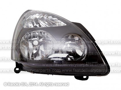 RN Clio 01->05 head lamp R H1/H7 01->03 black rim electrical TYC