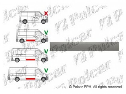 RN Master 10->20 side door repair part lower L=1464MM  wheel base 3682/4332mm
