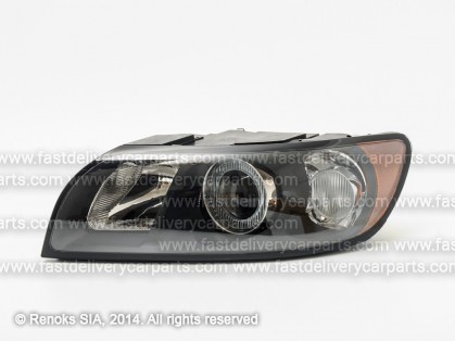 VV S40 03->07 head lamp L H7/HB3 black rim with motor DEPO