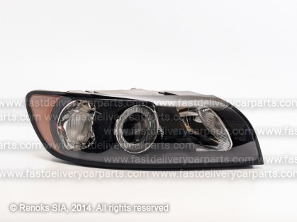 VV S40 03->07 head lamp R H7/HB3 black rim with motor DEPO