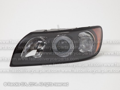 VV S40 03->07 head lamp L H7/HB3 black rim with motor TYC