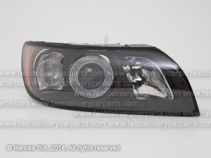 VV S40 03->07 head lamp R H7/HB3 black rim with motor TYC