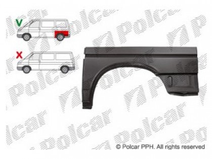 VW Transporter 90->03 fender rear L short model 1165mm/610mm galvanized