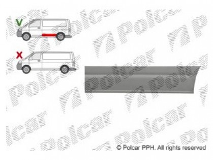 VW Transporter 03->09 ремонтная часть бок L 1235X300MM