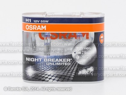Лампочка H1 55W 12V OSRAM Night Braker Unlimited +110% комплект 2шт