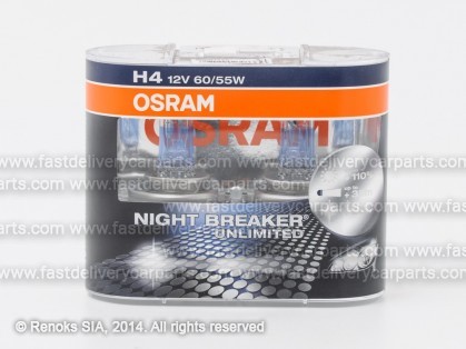 Spuldze H4 60/55W 12V OSRAM Night Braker Unlimited +110% komplekts 2gab