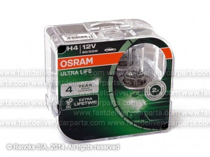 Spuldze H4 55/60W 12V P43T OSRAM Ultralife komplekts 2gab