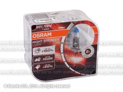 Spuldze H1 55W 12V OSRAM Night Braker Laser +150% komplekts 2gab