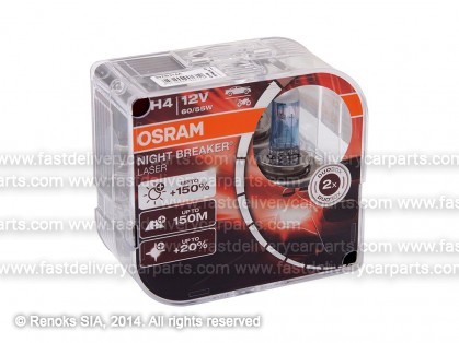 Spuldze H4 60/55W 12V OSRAM Night Braker Laser +150% 4050K 1650lm 2gab
