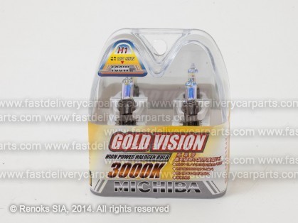Spuldze H1 55W 12V MICHIBA 3000K Gold Vision All season effect Lemon yellow komplekts 2gab.