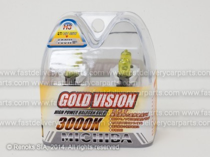 Spuldze H3 55W 12V MICHIBA 3000K Gold Vision All season effect Lemon yellow komplekts 2gab.