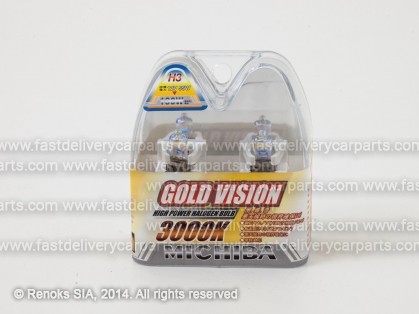 Лампочка H3 55W 12V MICHIBA 3000K Gold Vision All season effect Rainbow yellow комплект 2шт