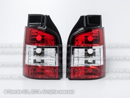 VW Transporter 03->09 aizmugures lukturis CRISTAL+LED balts/sarkans komplekts E