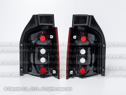 VW Transporter 03->09 aizmugures lukturis CRISTAL+LED balts/sarkans komplekts E
