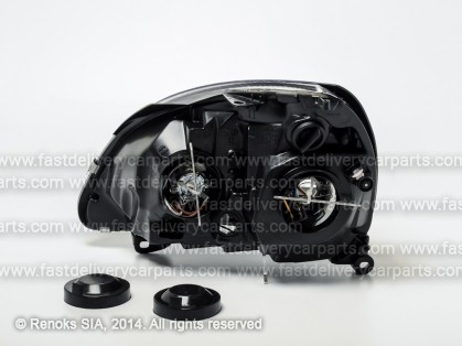RN Clio 01->05 head lamp R H1/H7 01->03 black rim electrical DEPO