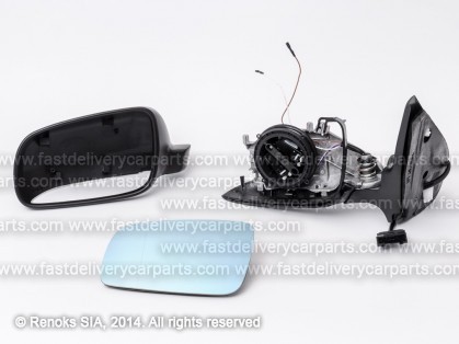 VW Golf 98->03 spogulis L elektro apsildāms melns sfērisks zils stikls 5pins lielais