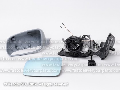 VW Golf 98->03 spogulis L elektro apsildāms gruntēts sfērisks zils stikls 5pins lielais