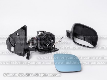 VW Golf 98->03 spogulis R elektro apsildāms melns liekts zils stikls 5pins mazais