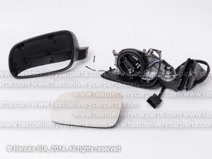 VW Passat 96->00 spogulis L elektro apsildāms melns taisns 5pins lielais 96->98