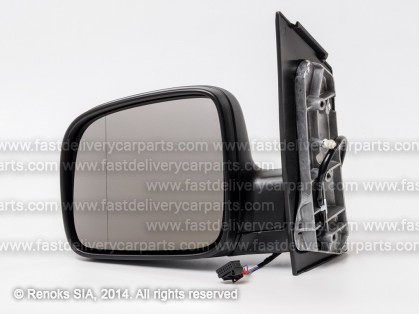VW Caddy 04->10 spogulis L elektro apsildāms melns sfērisks 5pins