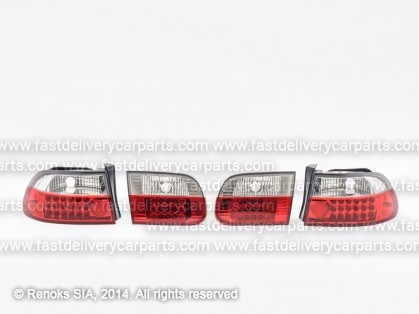 HN Civic 91->95 aizmugures 3D red/clear +LED komplekts