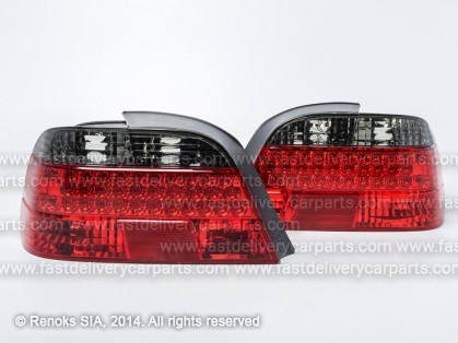 BMW 7 E38 94->01 aizmugures CRISTAL +LED šūnas tonēts/sarkans komplekts E 94->99 DEPO