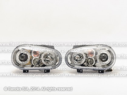 VW Golf 98->03 lukturis H7/H1 gaišs hroms +LED komplekts E