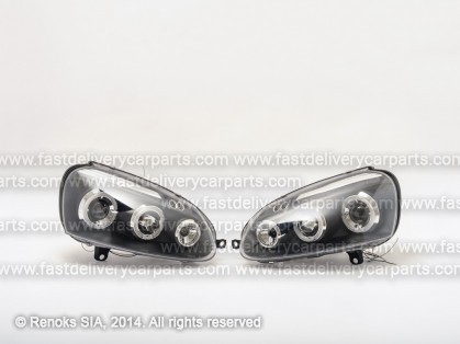 VW Golf 03->09 lukturis Engel Eyes tumšs hroms komplekts E