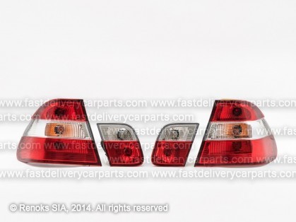 BMW 3 E46 01->05 aizmugures SED CRISTAL Clear/red komplekts L+R E
